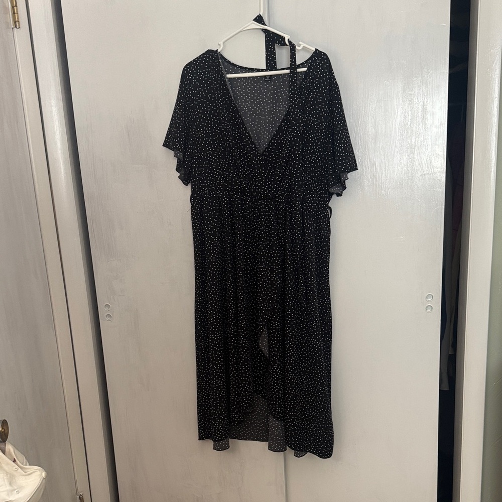 SHEIN Black and White High Low Dress